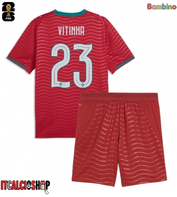 Portogallo Vitinha #23 Prima Maglia Bambino Mondiali 2026 Manica Corta (+ Pantaloni corti)